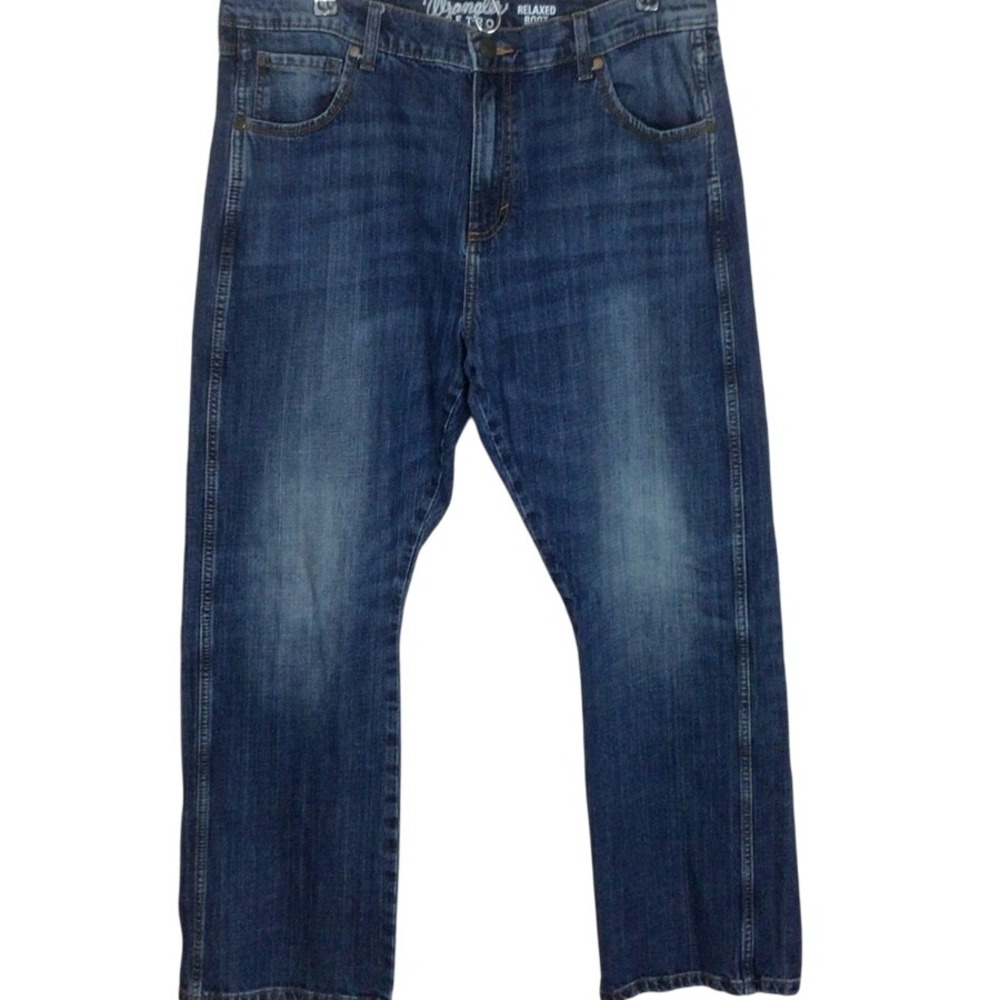 Mens Wrangler Blue Relaxed Boot Jeans Classic Style Size 36/32
